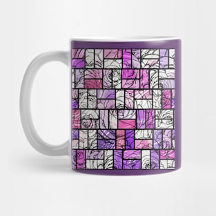 Purple Pink and White Stained Glass Effect Roses Mug